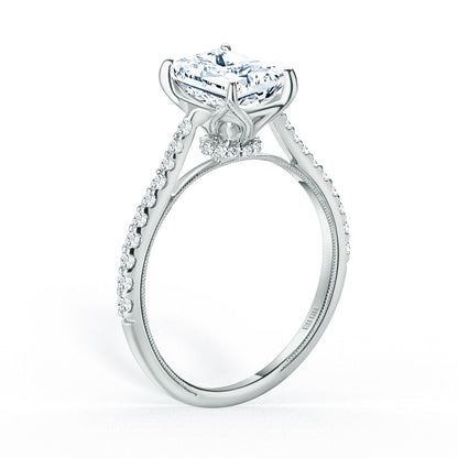 Cathedral Hidden Halo Solitaire Diamond Engagement Ring