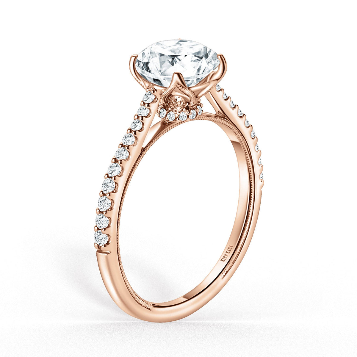 Cathedral Hidden Halo Solitaire Diamond Engagement Ring