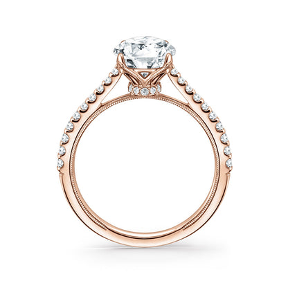 Cathedral Hidden Halo Solitaire Diamond Engagement Ring