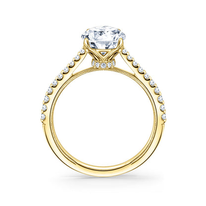 Cathedral Hidden Halo Solitaire Diamond Engagement Ring