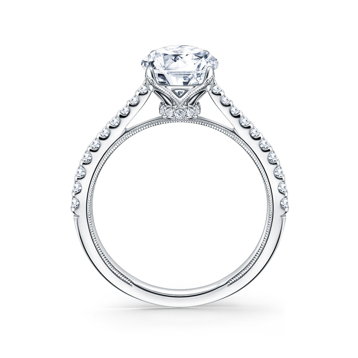Cathedral Hidden Halo Solitaire Diamond Engagement Ring