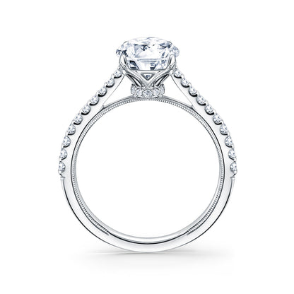 Cathedral Hidden Halo Solitaire Diamond Engagement Ring