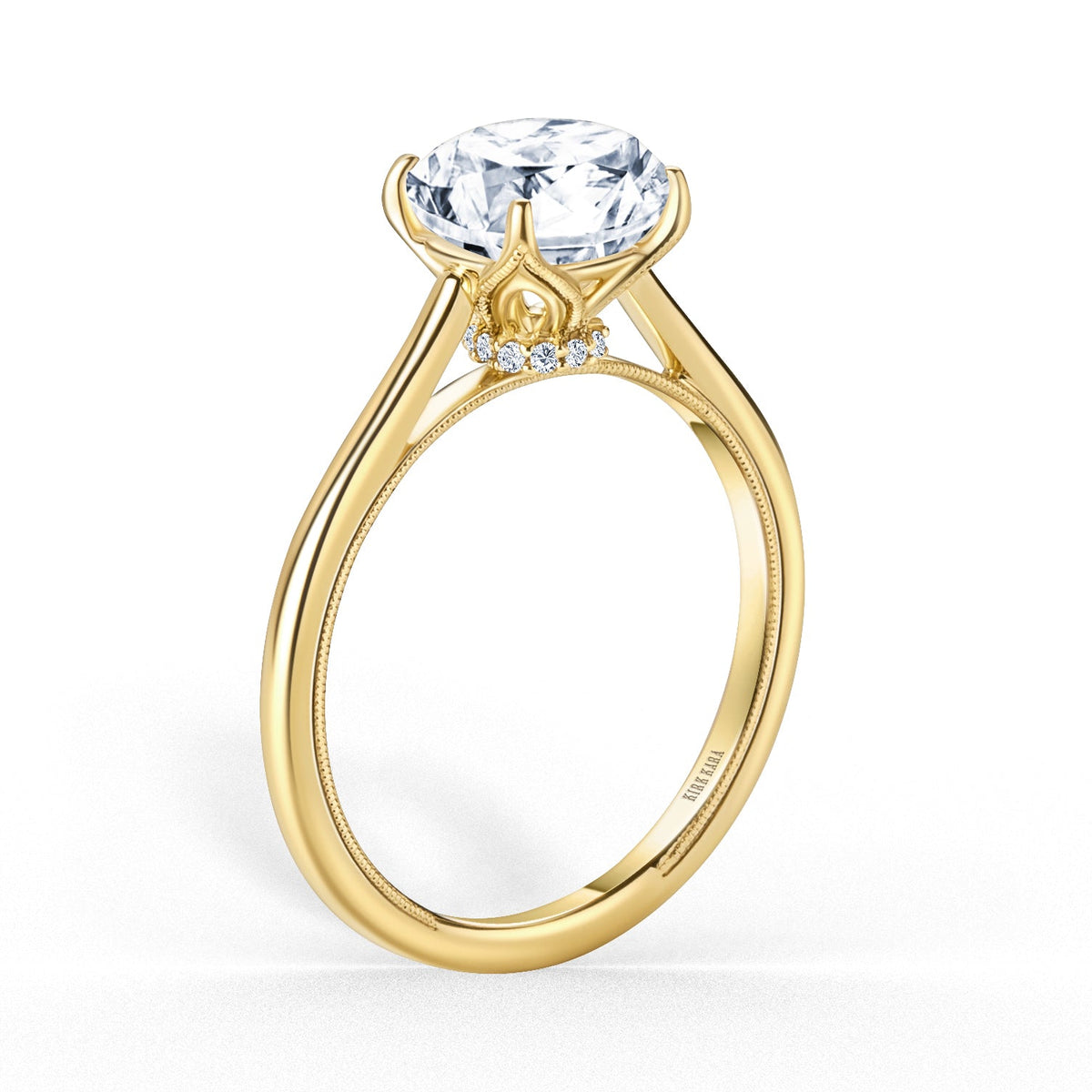 Cathedral Hidden Halo Solitaire Engagement Ring