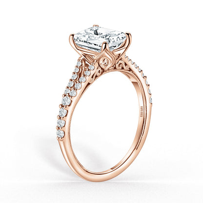 Classic Split Shank Filigree Diamond Engagement Ring