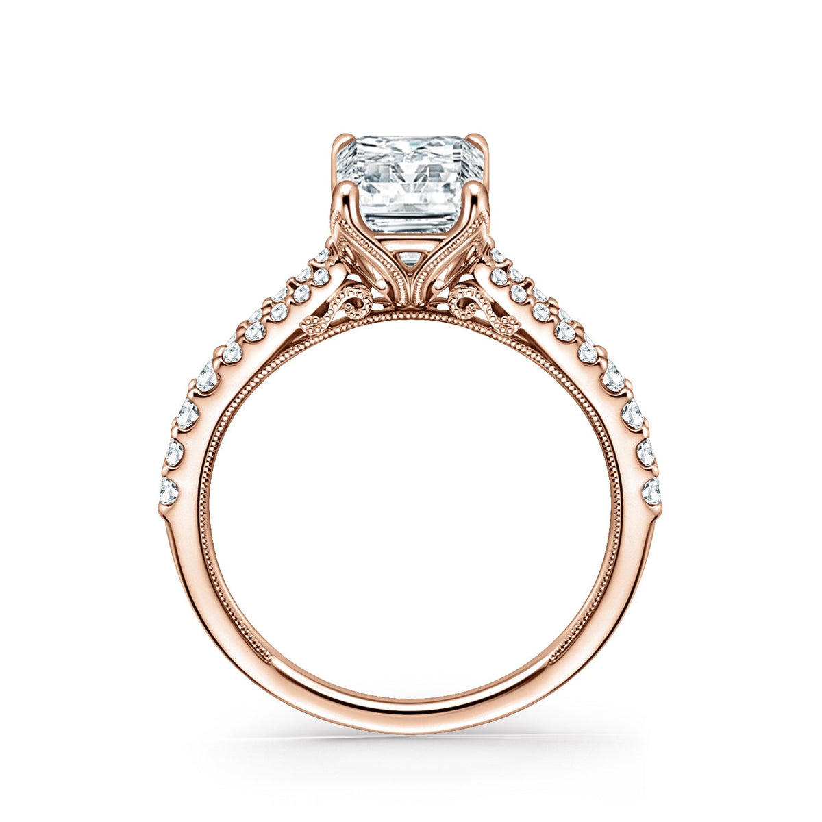 Classic Split Shank Filigree Diamond Engagement Ring