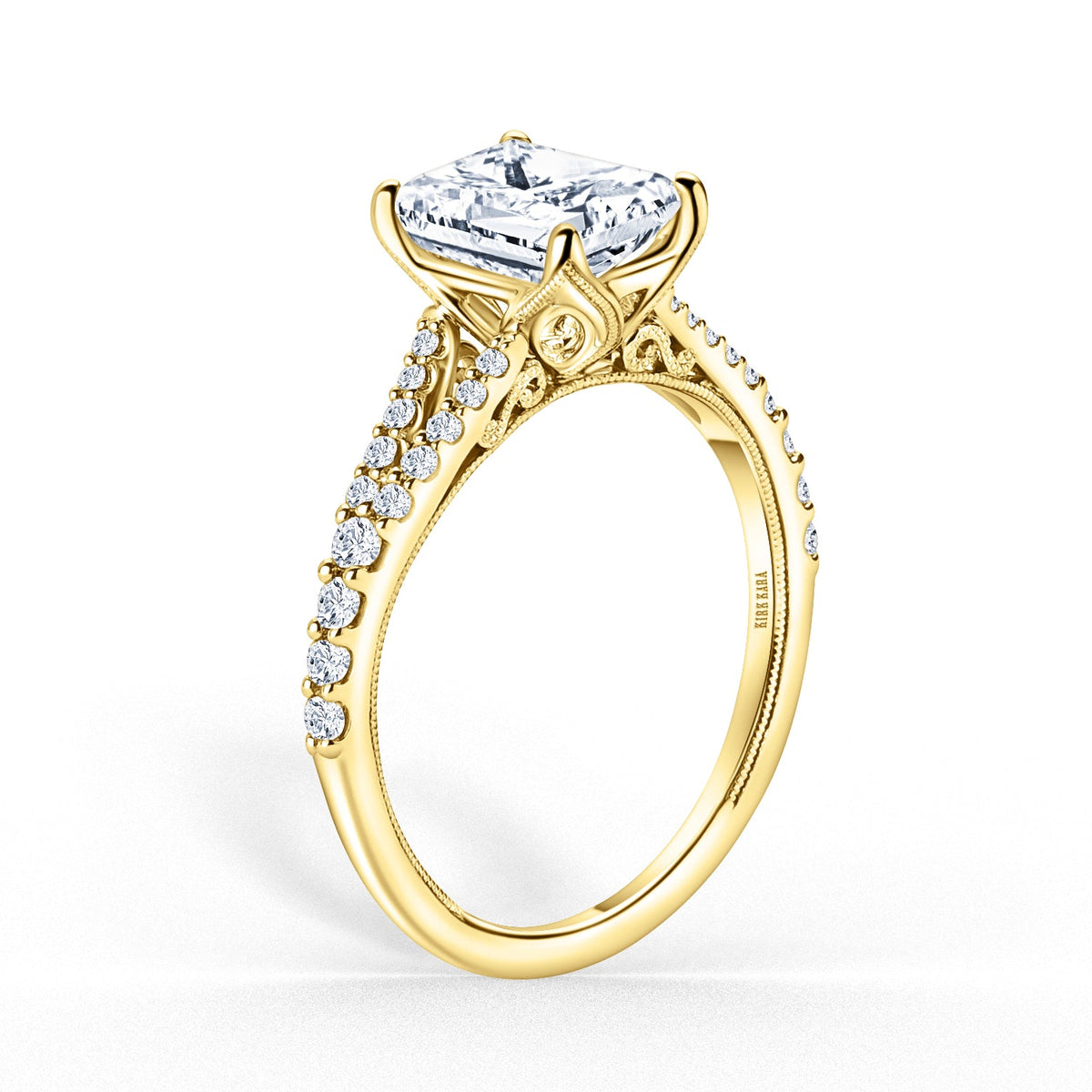Classic Split Shank Filigree Diamond Engagement Ring