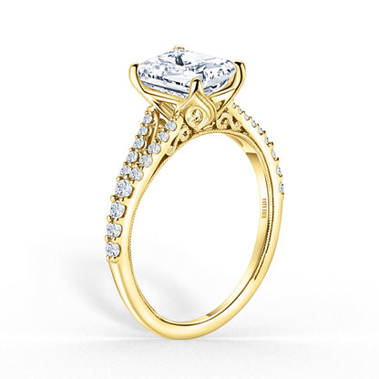 Classic Split Shank Filigree Diamond Engagement Ring