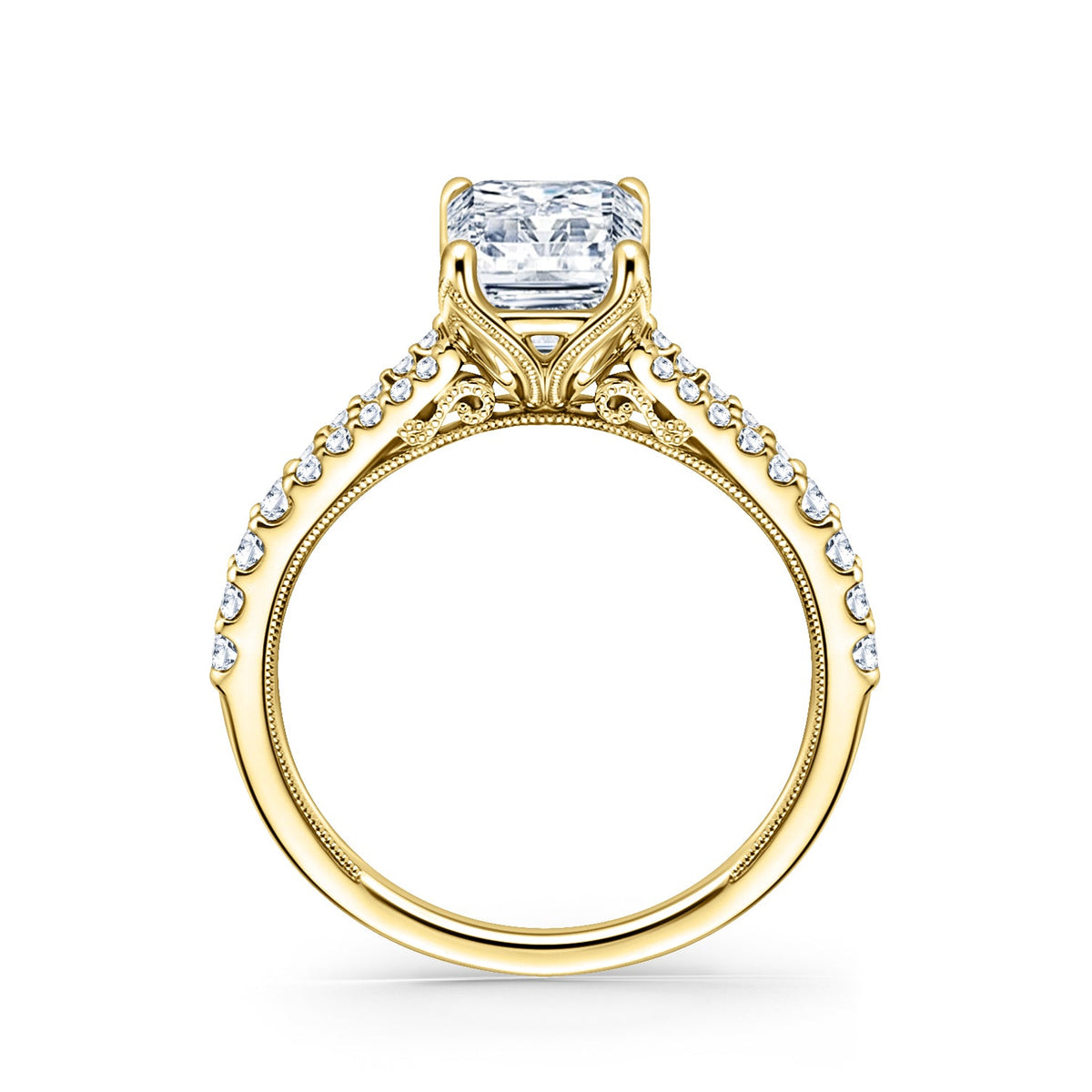 Classic Split Shank Filigree Diamond Engagement Ring