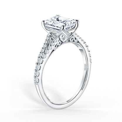 Classic Split Shank Filigree Diamond Engagement Ring