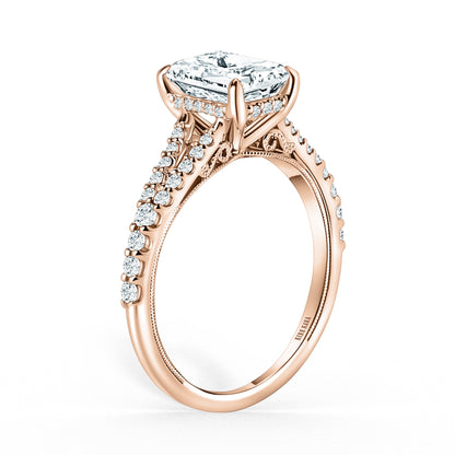 Classic Split Shank Hidden Halo Diamond Engagement Ring