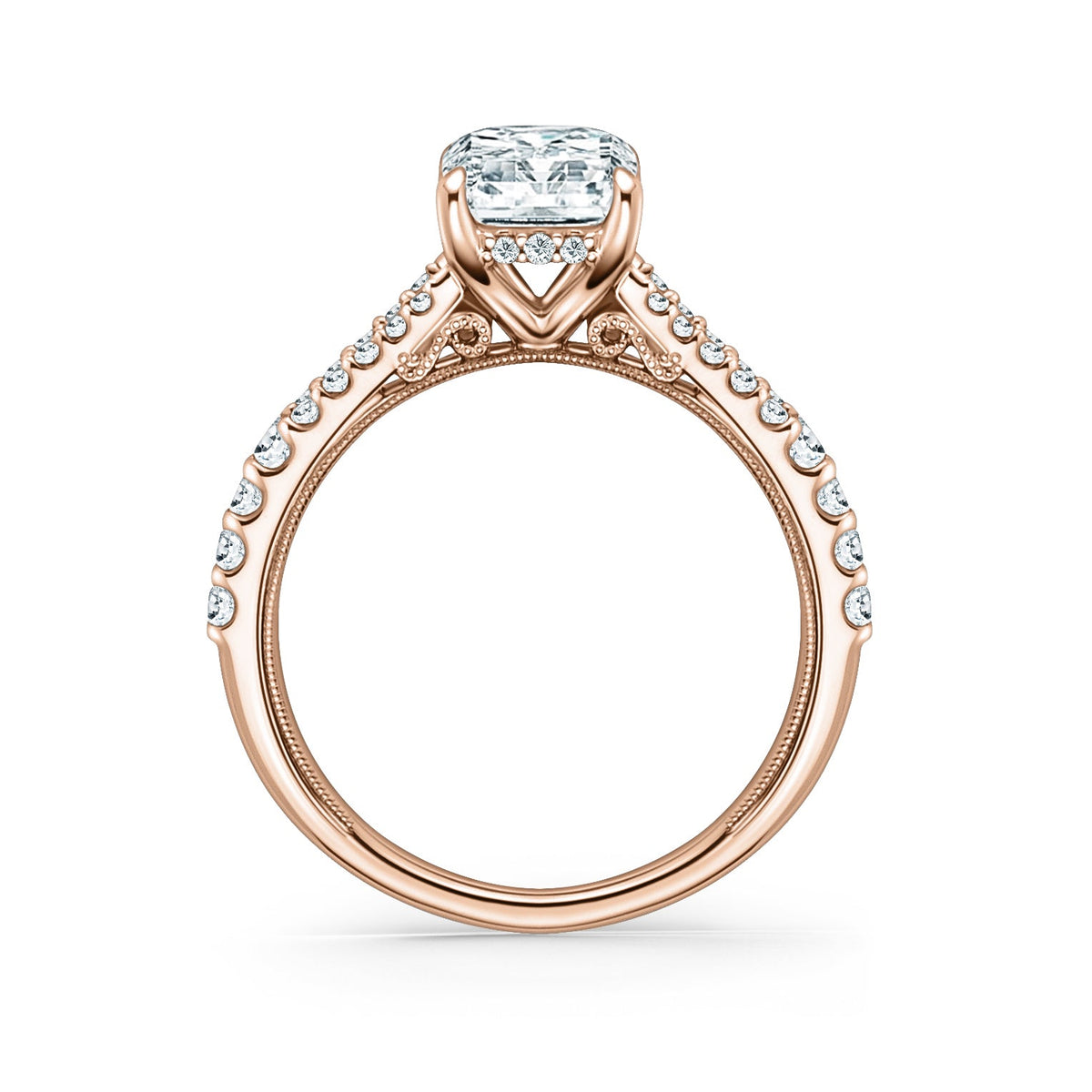 Classic Split Shank Hidden Halo Diamond Engagement Ring