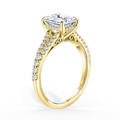 Classic Split Shank Hidden Halo Diamond Engagement Ring