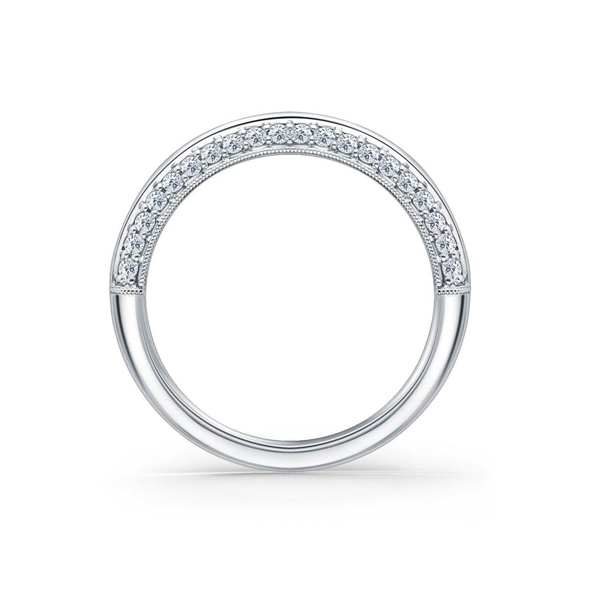 Knife Edge Milgrain Diamond Wedding Band