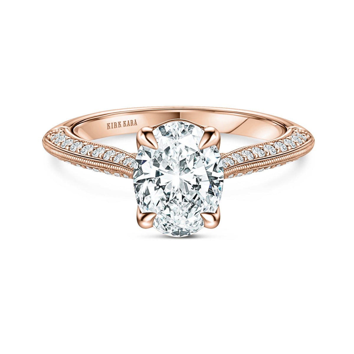 Knife Edge Milgrain Diamond Cathedral Engagement Ring