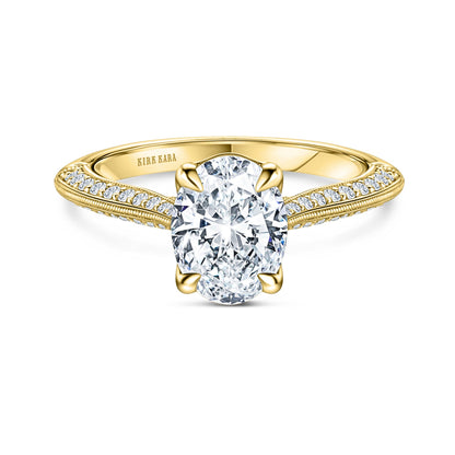 Knife Edge Milgrain Diamond Cathedral Engagement Ring