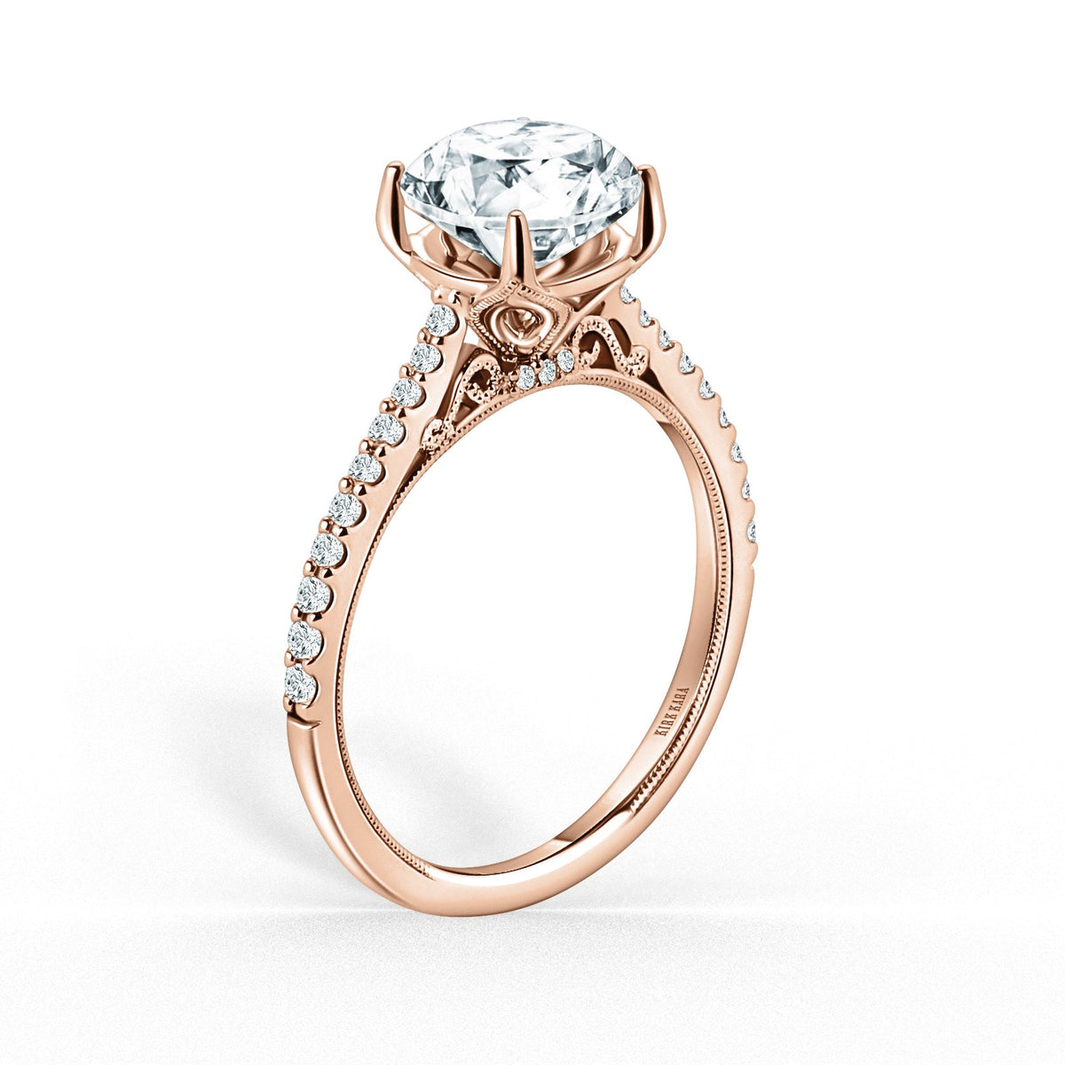 Cathedral Filigree Hidden Halo Diamond Engagement Ring
