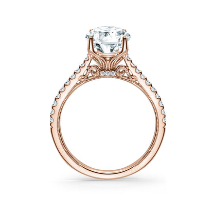 Cathedral Filigree Hidden Halo Diamond Engagement Ring