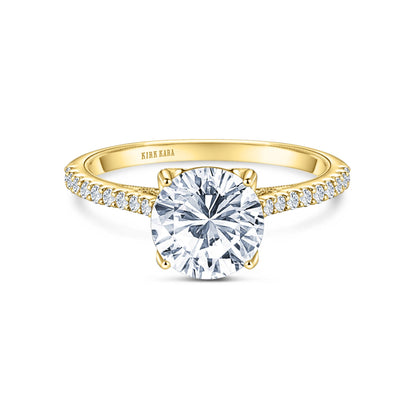 Cathedral Filigree Hidden Halo Diamond Engagement Ring