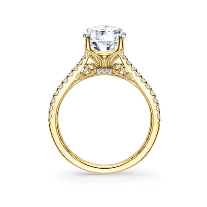 Cathedral Filigree Hidden Halo Diamond Engagement Ring