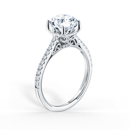 Cathedral Filigree Hidden Halo Diamond Engagement Ring