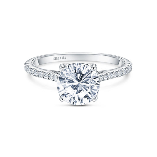 Cathedral Filigree Hidden Halo Diamond Engagement Ring