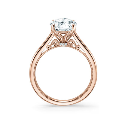 Cathedral Filigree Hidden Halo Solitaire Engagement Ring