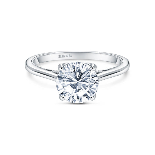Cathedral Filigree Hidden Halo Solitaire Engagement Ring