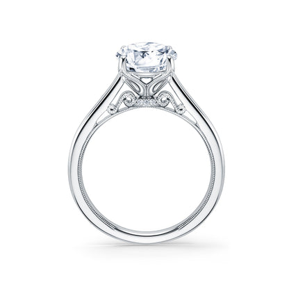 Cathedral Filigree Hidden Halo Solitaire Engagement Ring