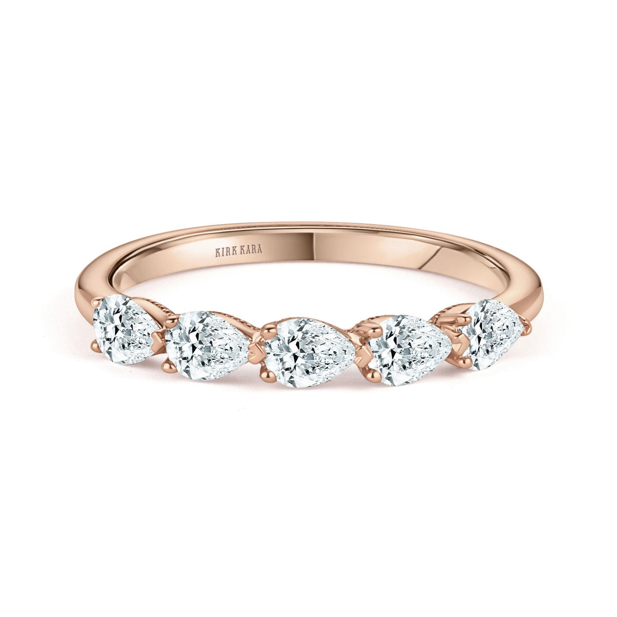 Prong Set Milgrain Pear Diamond Wedding Band