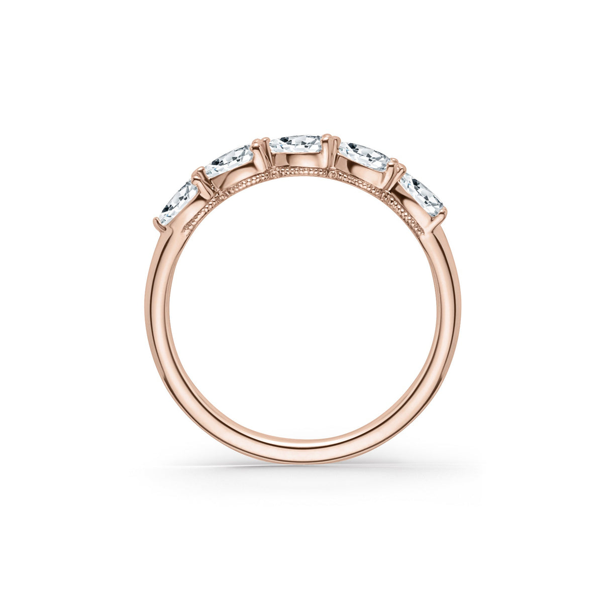 Prong Set Milgrain Pear Diamond Wedding Band