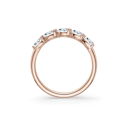 Prong Set Milgrain Pear Diamond Wedding Band