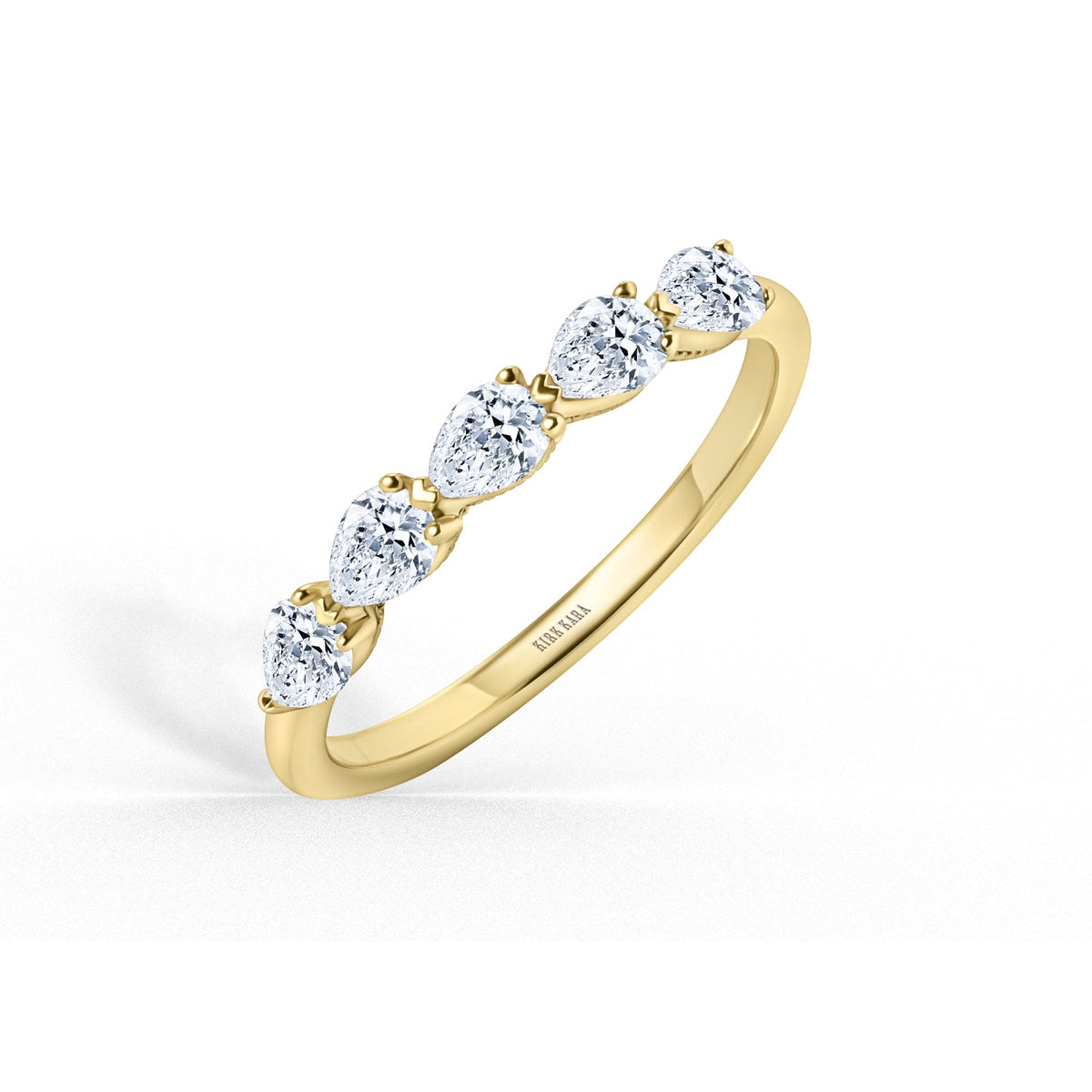 Prong Set Milgrain Pear Diamond Wedding Band