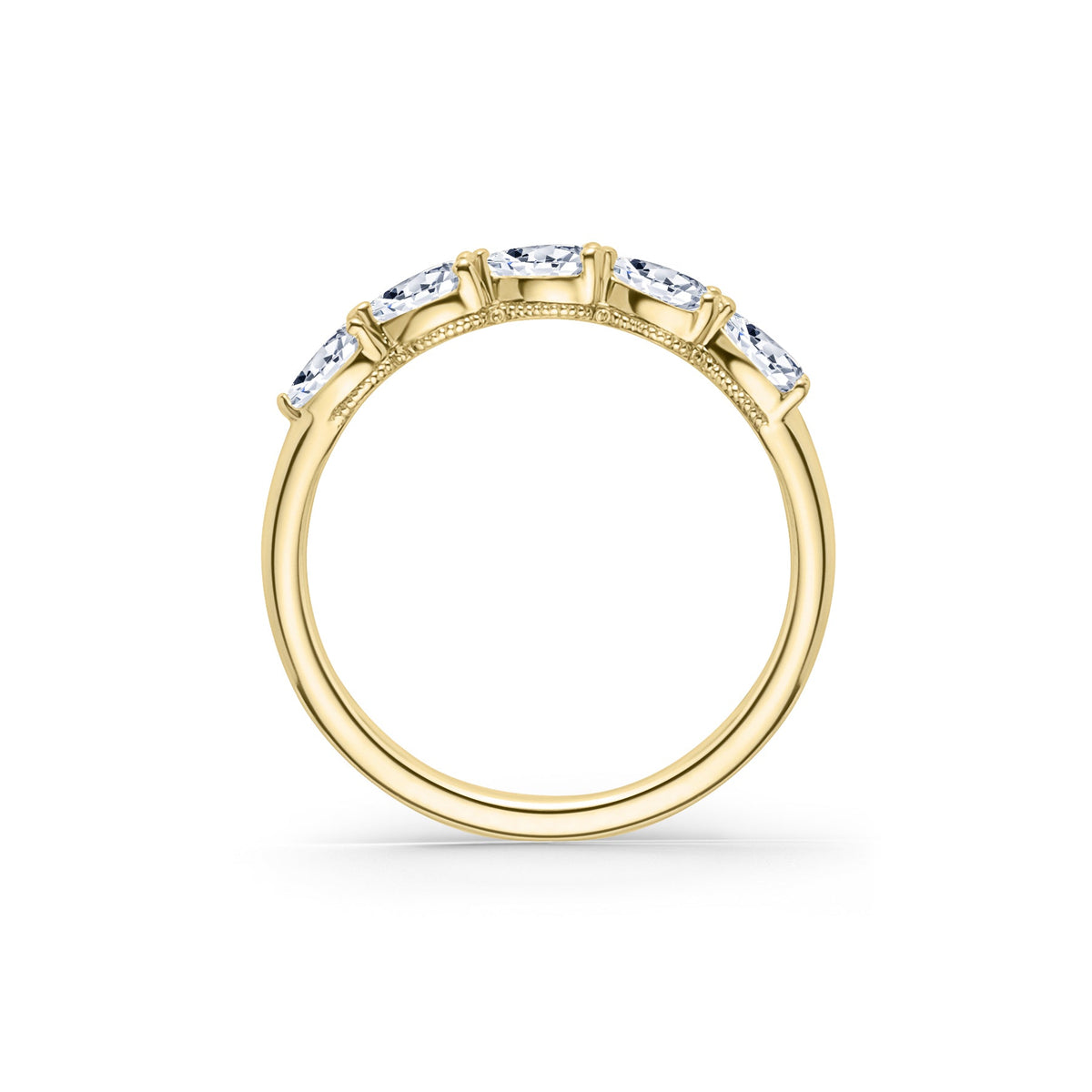 Prong Set Milgrain Pear Diamond Wedding Band