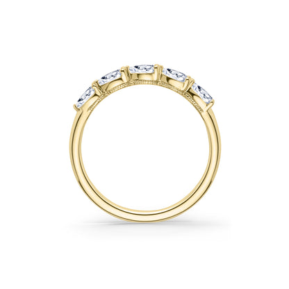 Prong Set Milgrain Pear Diamond Wedding Band