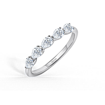 Prong Set Milgrain Pear Diamond Wedding Band