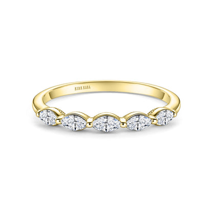 Prong Set Milgrain Marquise Diamond Wedding Band