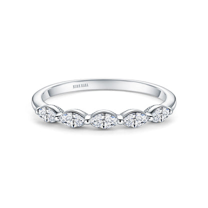 Prong Set Milgrain Marquise Diamond Wedding Band
