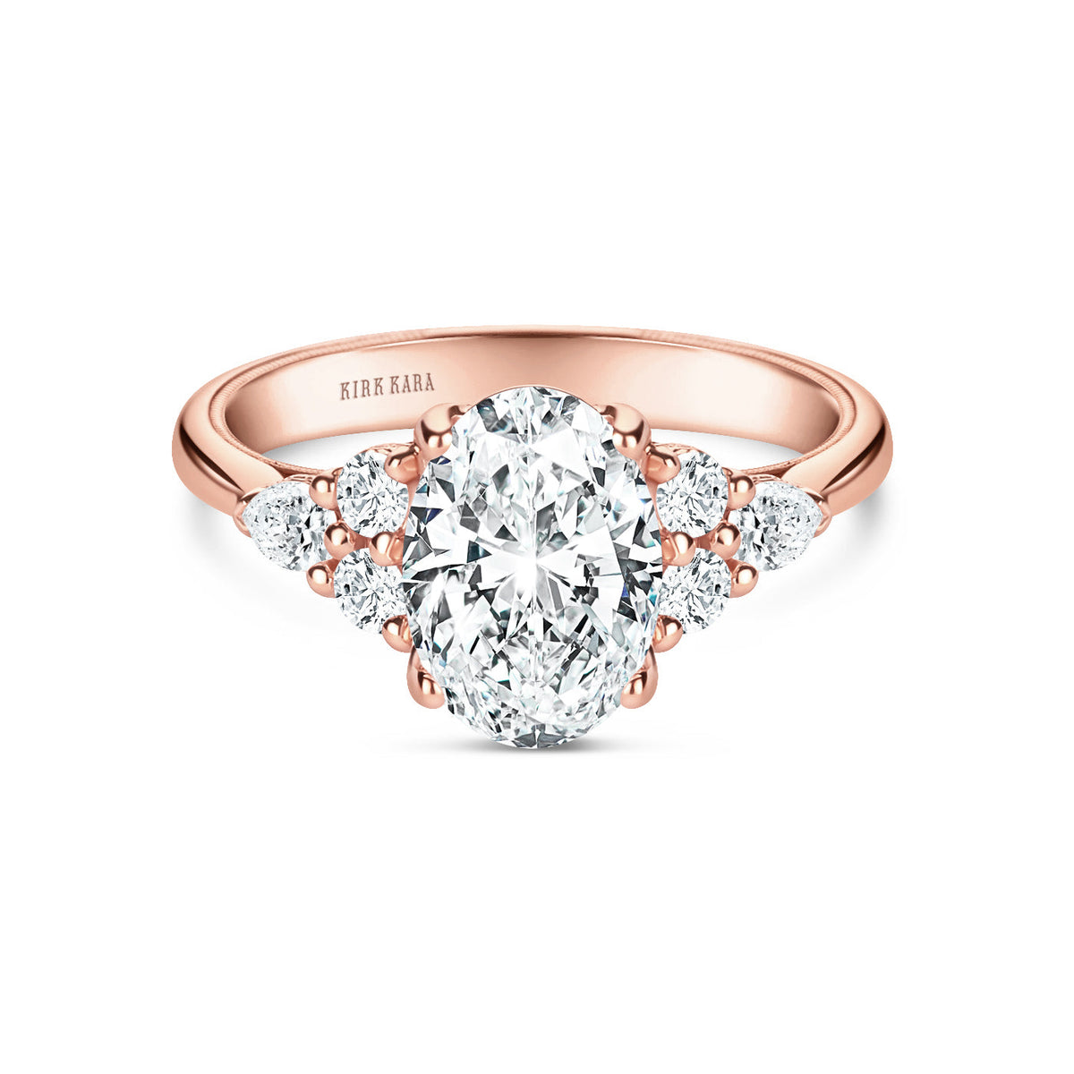 Wide Pear Round Side Stone Diamond Engagement Ring