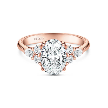 Wide Pear Round Side Stone Diamond Engagement Ring