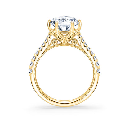 Wide Classic Filigree Diamond Solitaire Engagement Ring