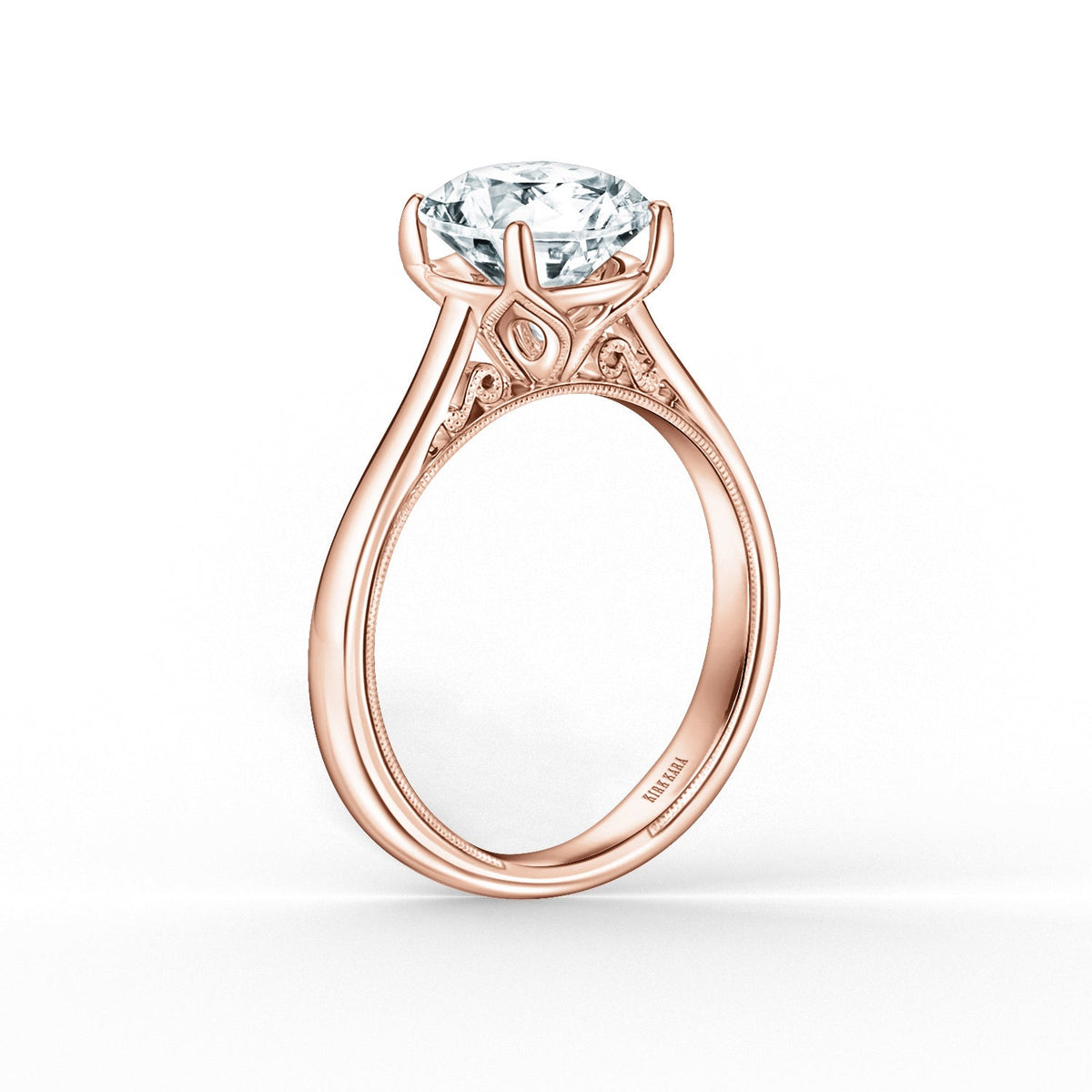 Wide Classic Filigree Milgrain Solitaire Engagement Ring
