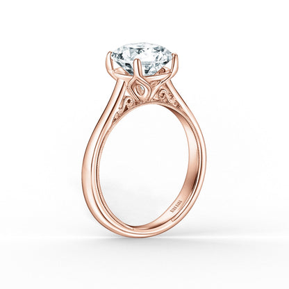 Wide Classic Filigree Milgrain Solitaire Engagement Ring