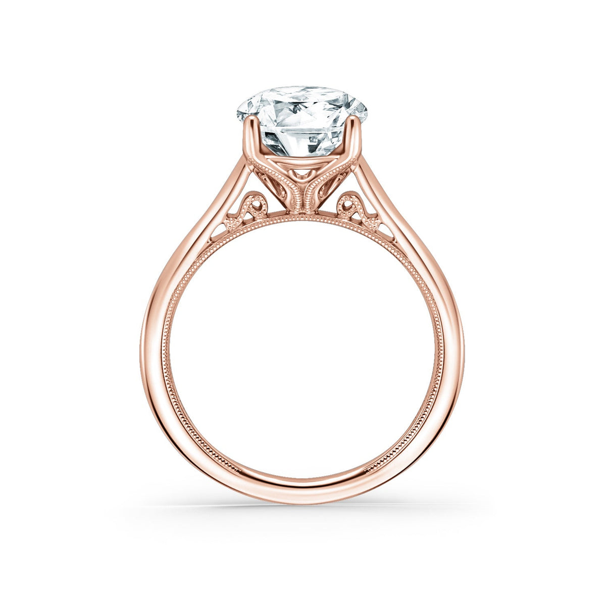 Wide Classic Filigree Milgrain Solitaire Engagement Ring