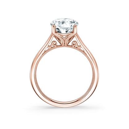 Wide Classic Filigree Milgrain Solitaire Engagement Ring