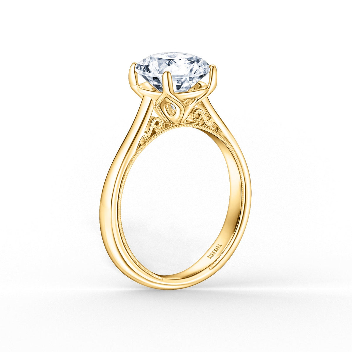 Wide Classic Filigree Milgrain Solitaire Engagement Ring