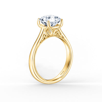 Wide Classic Filigree Milgrain Solitaire Engagement Ring
