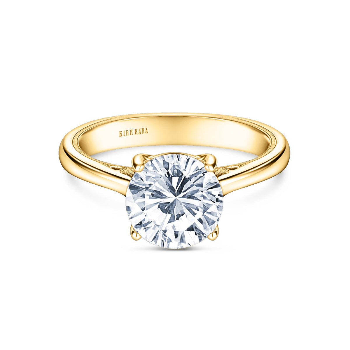 Wide Classic Filigree Milgrain Solitaire Engagement Ring