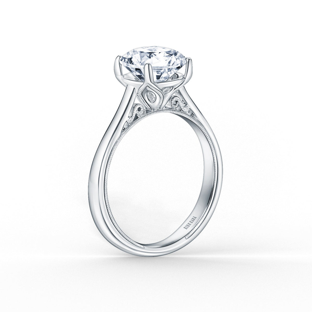 Wide Classic Filigree Milgrain Solitaire Engagement Ring