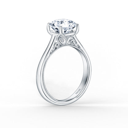 Wide Classic Filigree Milgrain Solitaire Engagement Ring