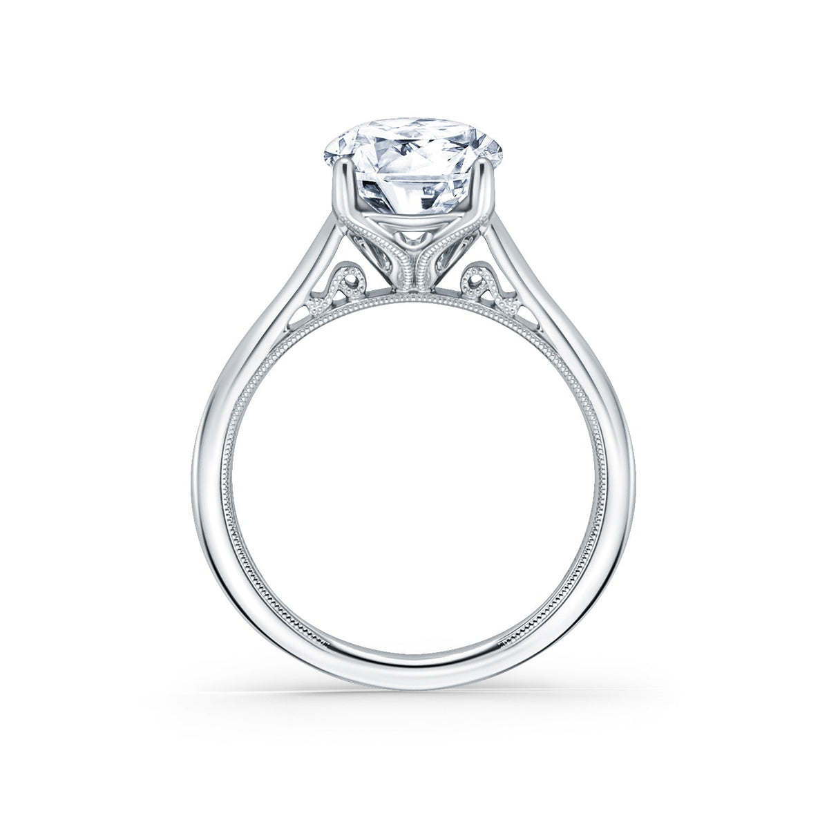 Wide Classic Filigree Milgrain Solitaire Engagement Ring